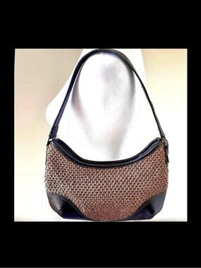 The Sak Brown Leather Crochet Hobo Bag Retro Shoulder Purse